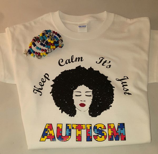 Keep Calm It's Just Autism T-Shirt Curly Hair