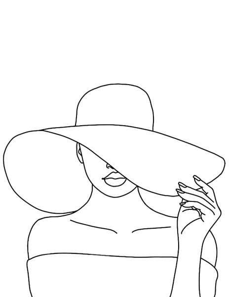 A Girl And Her Hat-Pre-Drawn Canvas Only