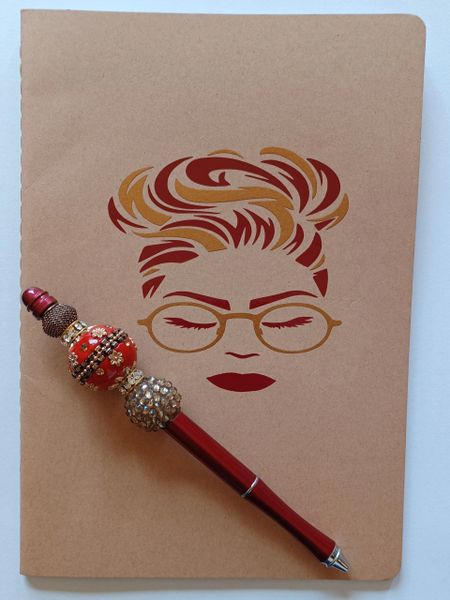 Red and Gold Beaded Pen Set