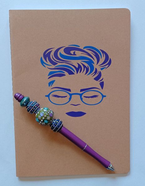 Purple and Blue Beaded Pen Set