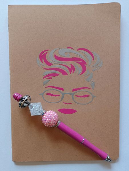 Pink and Silver Beaded Pen Set