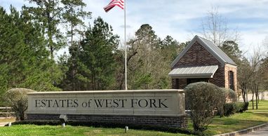 The entrance at Estates of West Fork in Conroe, Texas.