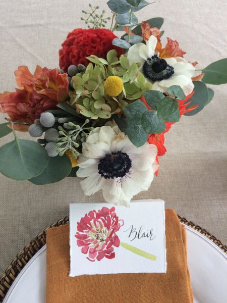 12 Printed Spring Flowers Place Cards