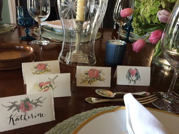 12 Printed Valentine's Place Cards