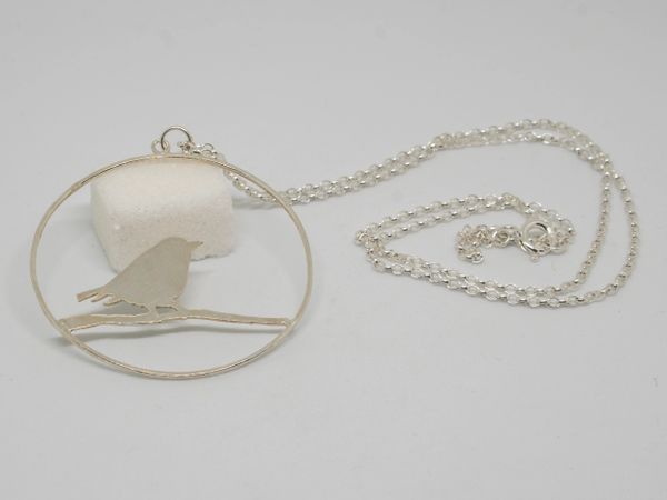 Silver robin necklace