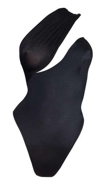 NWT S/S 1991 Gianni Versace Black Grecian Plunging Bodysuit Swimsuit 40