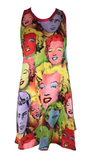 S/S 1991 Gianni Versace Marilyn Monroe James Dean Silk MOD Micro Mini Dress