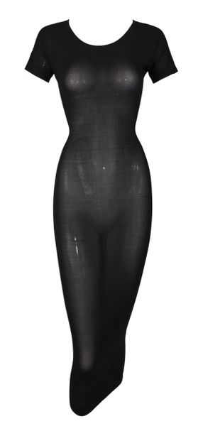 F/W 1997 Dolce & Gabbana Sheer Black Bodycon Cut-Out Wiggle Dress