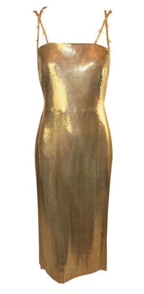 F/W 1998 Gianni Versace Runway Gold Metal Mesh Dress at Harper's Bazaar Icon's