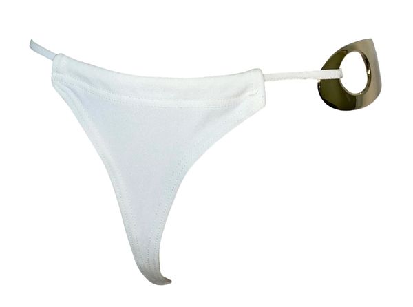 Vintage F/W 1996 Gucci by Tom Ford Runway White & Metal Thong Panty