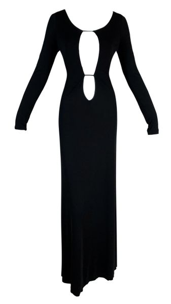 F/W 1996 Gucci by Tom Ford Black Double Cut-Out L/S Long Dress