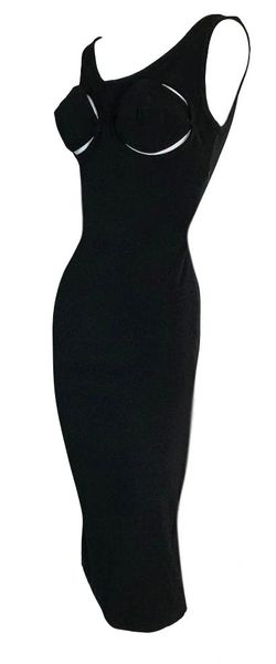 S/S 1993 Jean Paul Gaultier Black Pin-Up Cut-Out 3-D Cone Wiggle Dress