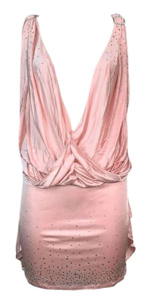 NWT F/W 2003 Christian Dior John Galliano Runway Pink Plunging Crystal Mini Dress