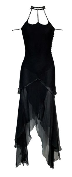 1998 Resort Christian Dior by John Galliano Runway Black Silk Beaded Choker Dress