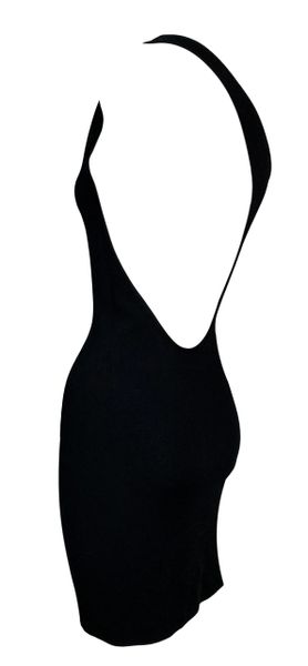 S/S 2000 Gucci Tom Ford Black Cut-Out Side & Back Bodycon Knit Mini Dress M