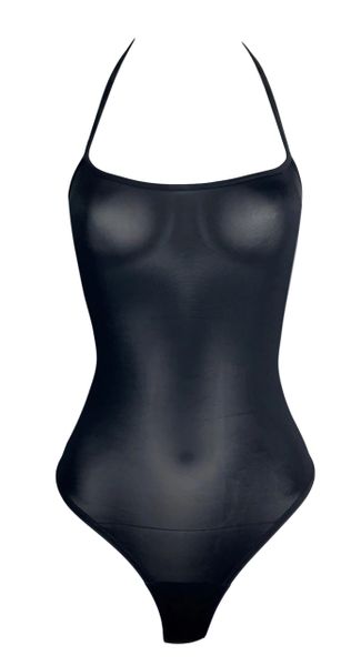 1998 Gucci Tom Ford Sheer Black Plunging Halter Bodysuit Swimsuit
