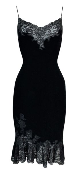 F/W 1998 Christian Dior John Galliano Sheer Black Lace Chest Mermaid Dress
