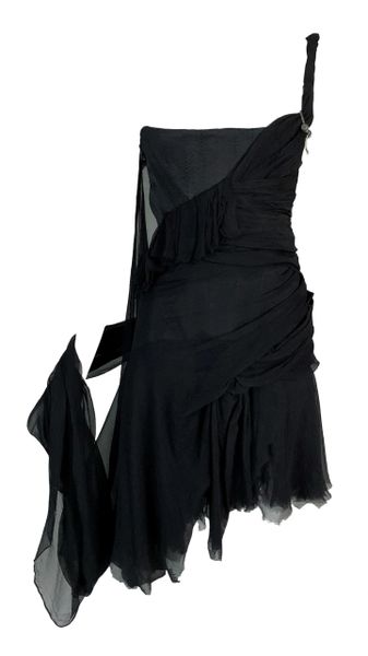 S/S 2003 Alexander McQueen Irere Shipwreck Black Silk Bustier Mini Dress