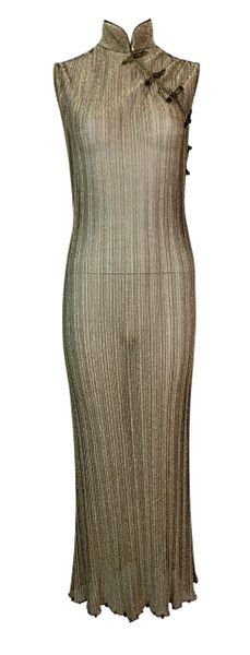 NWT S/S 1999 Christian Dior John Galliano Runway Sheer Gold Cheongsam Dress