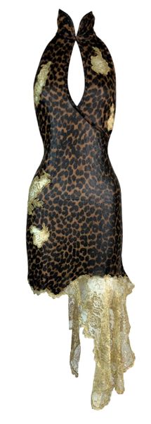 F/W 2000 Christian Dior by John Galliano Shiny Leopard Lace Bodycon Mini Dress