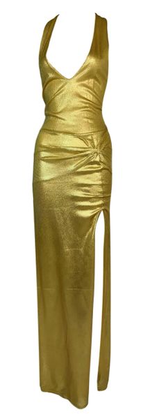 S/S 2004 Christian Dior John Galliano Plunging Slit Gold Dress | My ...