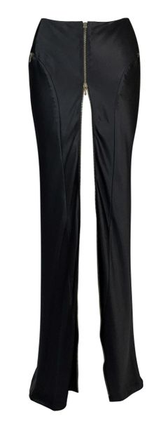 F/W 2000 Christian Dior John Galliano Black Stain High Slit Zip Maxi Skirt