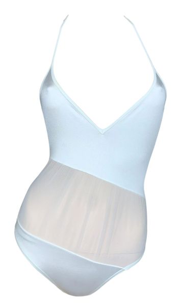S/S 1997 Gucci Tom Ford Sheer White Mesh Plunging Swimsuit