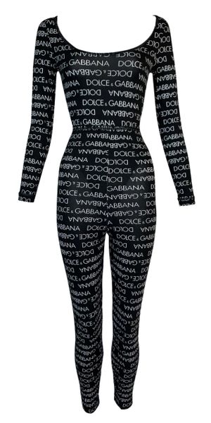 1990's Dolce & Gabbana Black & White Logo Monogram Jumpsuit | My Haute  Wardrobe