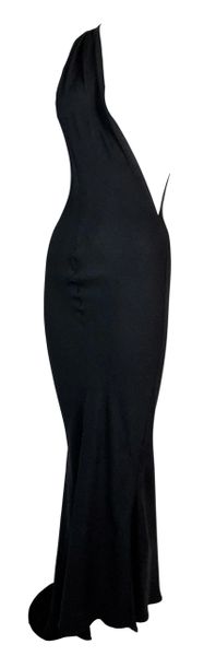 S/S 2001 Christian Dior John Galliano Black Plunging One Shoulder Gown Dress