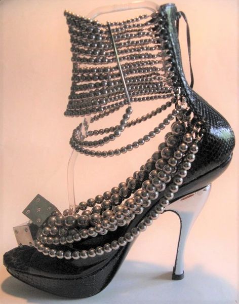 S/S 2004 Christian Dior Haute Couture Black Pearl Dice High Heels | My ...