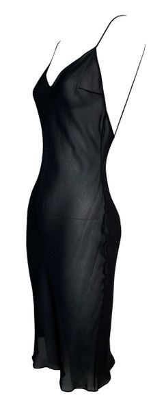 S/S 2003 Christian Dior by John Galliano Sheer Black Silk Slip Dress