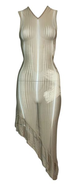 S/S 2001 Christian Dior John Galliano Sheer Nude Knit Bodycon Dress