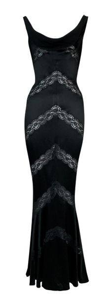 S/S 1999 Christian Dior John Galliano Sheer Black Lace Mermaid Maxi Dress