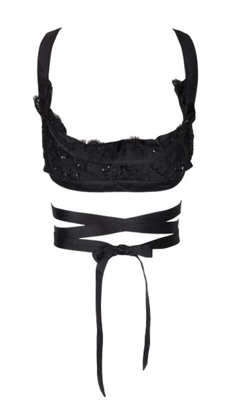 Vintage 1990's Vivienne Westwood Couture Black Lace Ballet Wrap Bra Crop Top