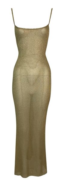 F/W 1999 Christian Dior by John Galliano Sheer Gold Knit Maxi Dress