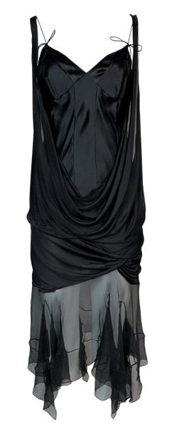 S/S 2004 Christian Dior John Galliano Layered Black Sheer Silk Mini Dress