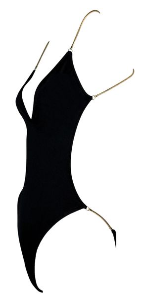 S/S 1997 Gucci Tom Ford Black Backless Gold Chain Swimsuit