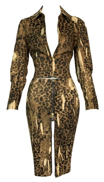 F/W 2000 Christian Dior John Galliano Leopard Cropped Jacket & Skirt Set