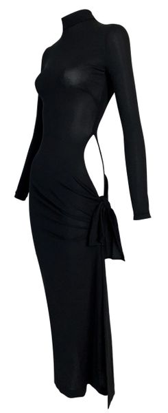 S/S 2001 Dolce & Gabbana Runway Black Bodycon Cut-Out High Slit Dress