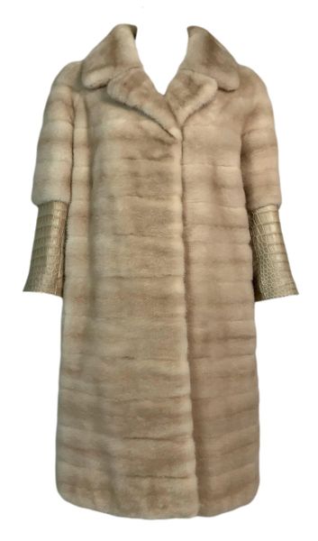 Resort 2012 Christian Dior 60's MOD Blonde Mink Fur & Real Crocodile Coat
