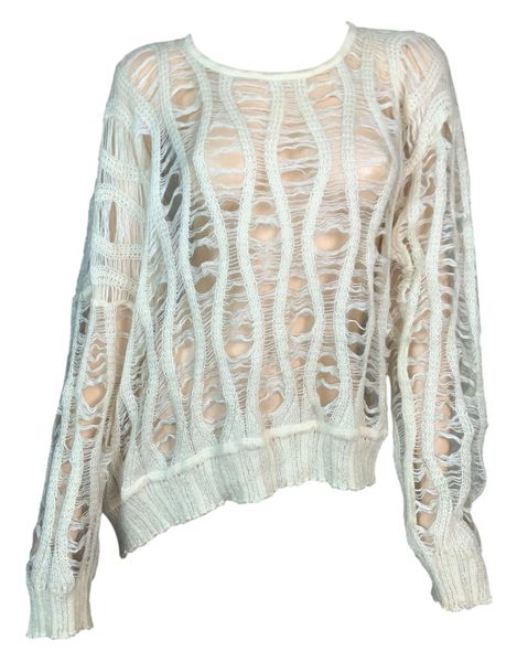 F/W 2000 Christian Dior John Galliano Sheer Destroyed Knit Baggy Sweater