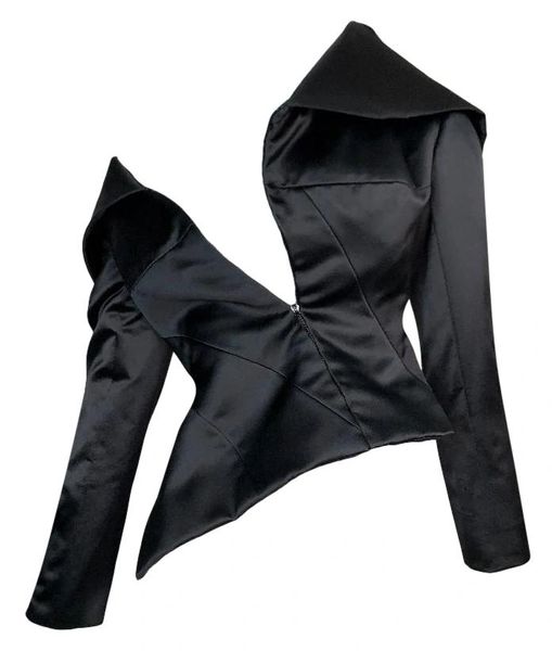 S/S 2001 Christian Dior John Galliano Haute Couture Avant Garde Black Satin Jacket