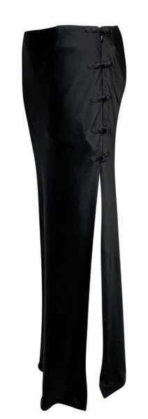 S/S 1999 Christian Dior John Galliano Chinoiserie High Slit Black Maxi Skirt
