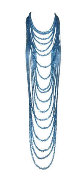 2000's Christian Dior John Galliano Blue Glass Beads Extra Long Layered Necklace