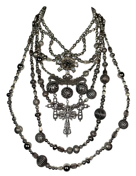 F/W 1997 Christian Dior John Galliano Huge Silver Cross Crucifix Necklace Bib