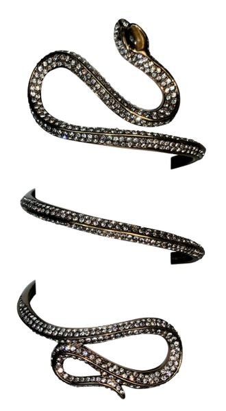 F/W 2003 Roberto Cavalli Huge Bronze Serpent Snake Arm Cuff w Crystals