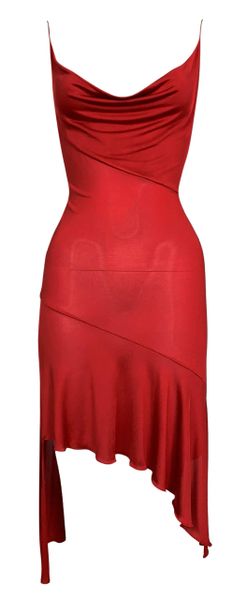 F/W 2000 Christian Dior John Galliano Red Silk Asymmetrical Mini Dress