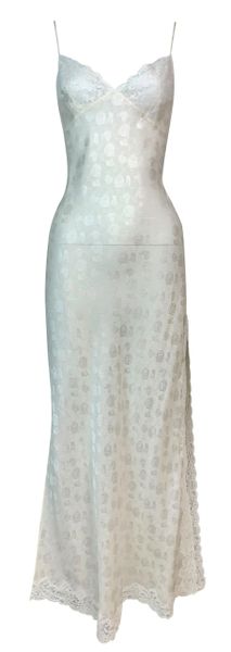 Unworn S/S 1999 Christian Dior John Galliano Runway Ivory Lace High Slit Maxi Dress