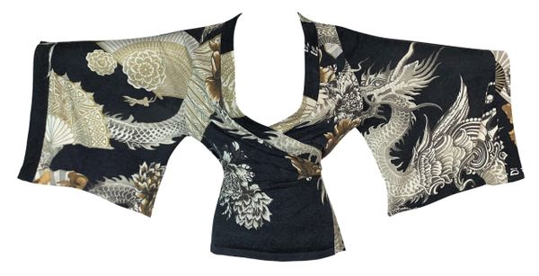 2006 Roberto Cavalli Cashmere & Silk Dragon Japanese Kimono Sweater Top