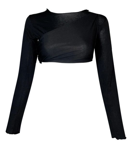 S/S 2001 Gucci by Tom Ford Runway Black Cut-Out Crop Top Shirt